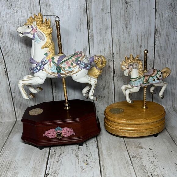 Lefton 1989 and Westland  Horse Carousel Music Box Set of 2 - Picture 5 of 8
